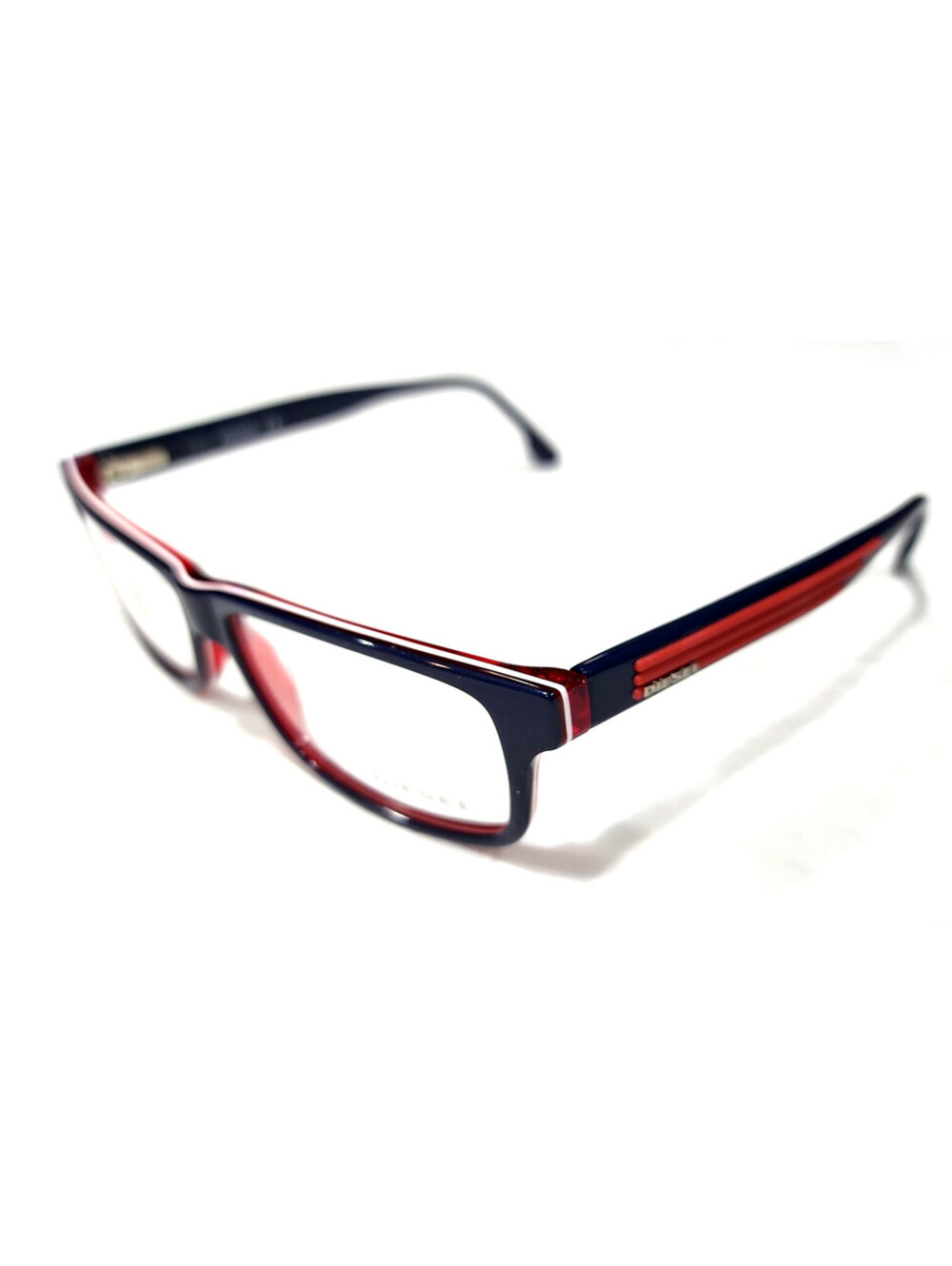 Diesel DL5015 092 Small Glossy Blue Red Rectangle Eyeglasses 52-13 135 New